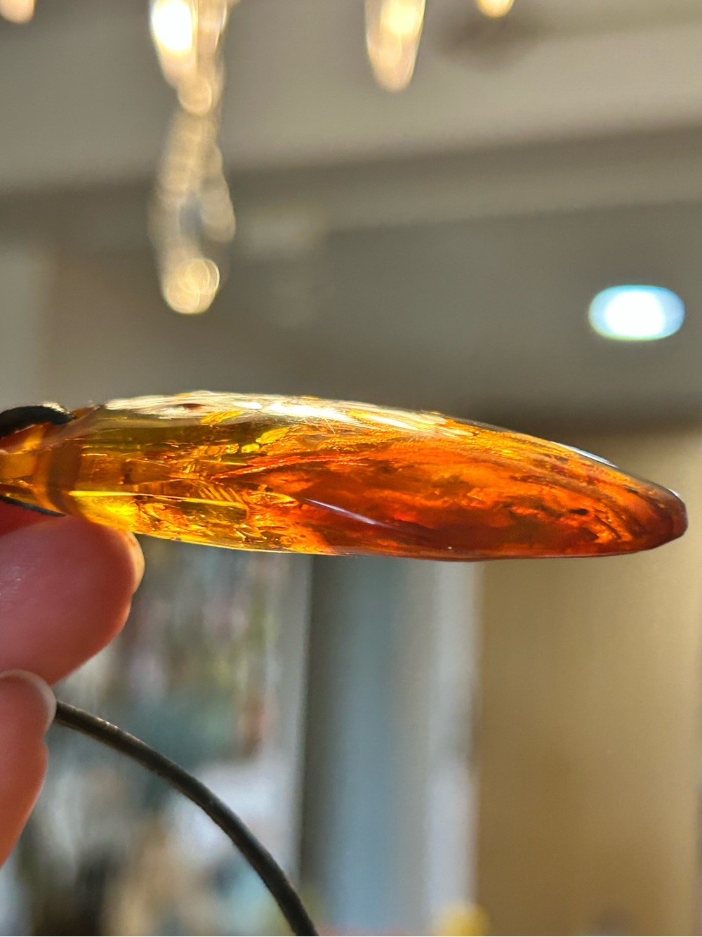 Poland Vintage Baltic Amber Insect Fossil Inclusion Huge Teardrop Pendant - Picture 13 of 17